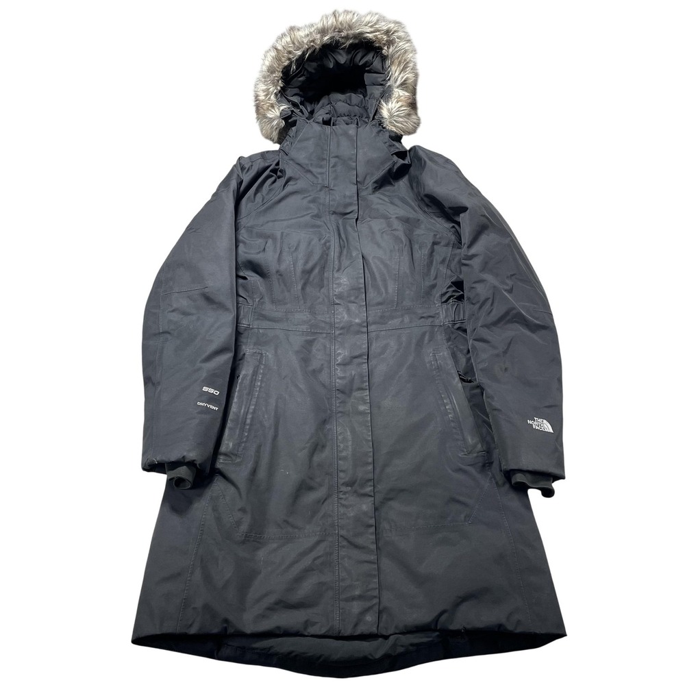 The North Face Coat‎ Womens Small Black 550 Down Parka Fur Hooded Zip Winter